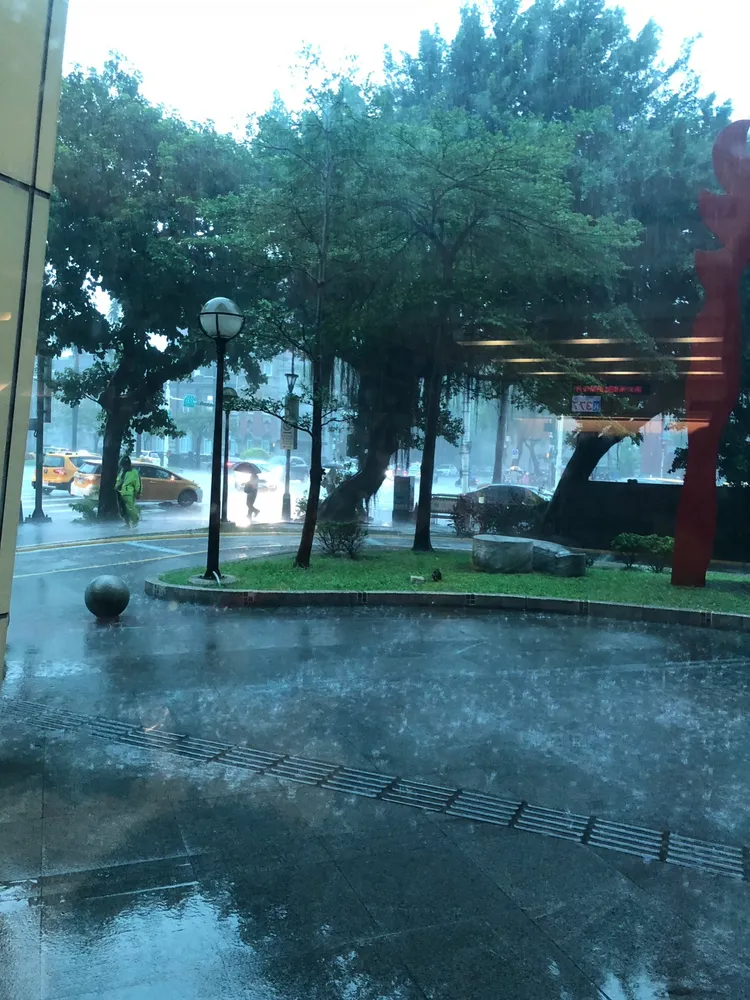 大雨狂下，讓人感覺像颱風。