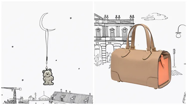 造型師YK Jeong特別為此次合作，打造了搭配有YK熊吊飾的Babila手袋。品牌提供