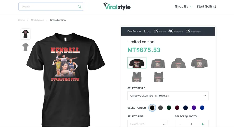 此件此件T恤在國外網站上售價約700元台幣。翻攝viralstyle.com