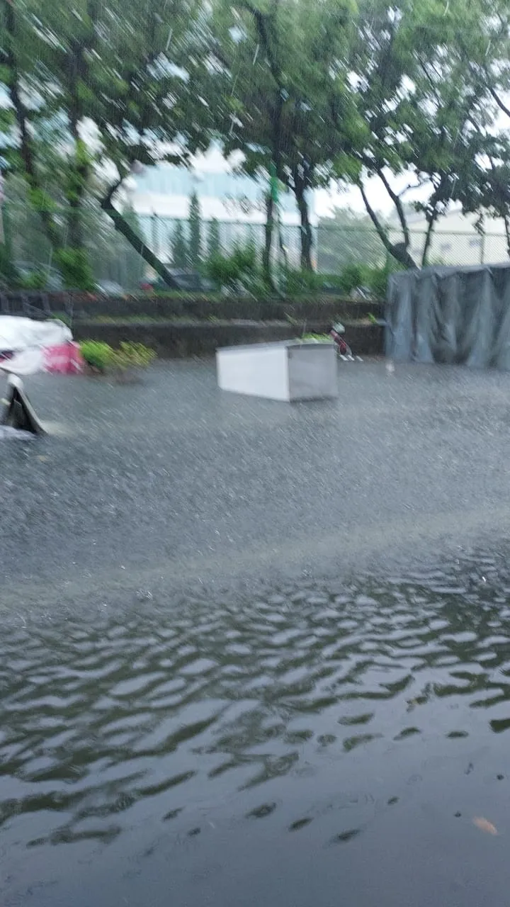 林浤澤發文下方，民眾貼出淹水照。翻攝自林浤澤臉書