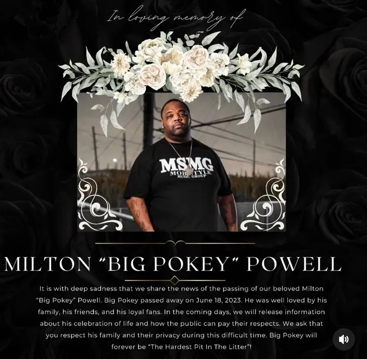 代理人證實Big Pokey死訊。翻攝Big Pokey IG