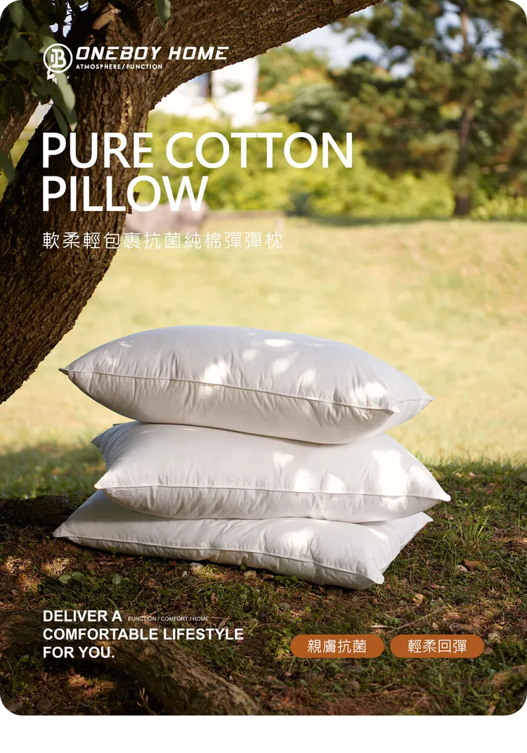 ONEBOY HOME「軟柔輕包裹抗菌純棉彈彈枕｣經 SGS 及 TTRI 檢測有效防蟎減菌