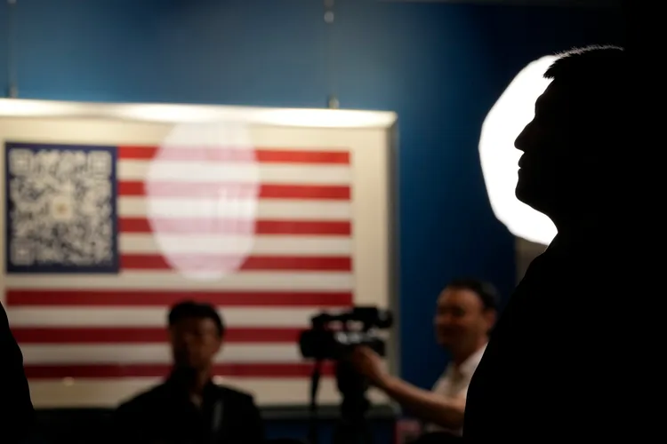 美中關係備受矚目。圖為布林肯訪問北京，6月19日在美國駐中國大使館召開記者會的會場。美聯社