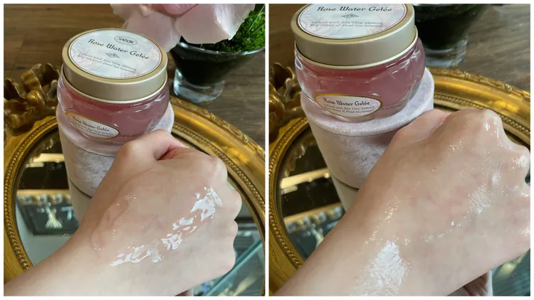 大馬士革玫瑰有機光燦水凝凍主打零油脂、高含水，80ml／3380元。張家玲攝
