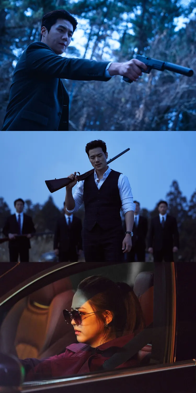 片中三大反派「貴公子」金宣虎（上圖起）、「韓理事」金剛于、「允珠」高雅羅各懷鬼胎。車庫娛樂提供、翻攝NEW