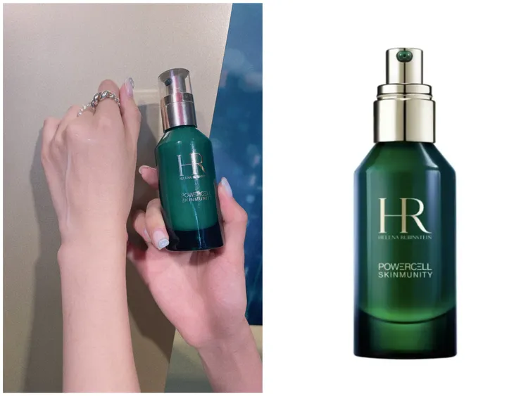 HR赫蓮娜新一代「綠寶瓶」植萃綠寶修護精華，質地較前一代更輕盈、成分也升級，50ml／6900元。左圖張家玲攝、右圖品牌提供