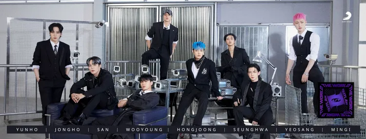 ATEEZ由潤浩（左起）、鍾浩、傘、友榮、隊長弘中、星化、呂尚、旼琦組成。Sony Music提供