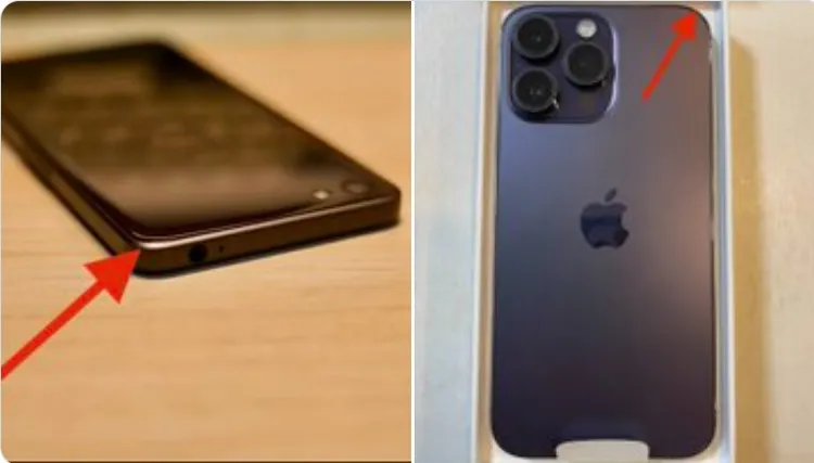 iPhone 15 Pro及iPhone 15 Pro Max是鈦金屬中框（左），iPhone 15全系列掰了從iPhone 12開始的直角邊，改回圓角（右）。翻攝ShrimpApplePro推特