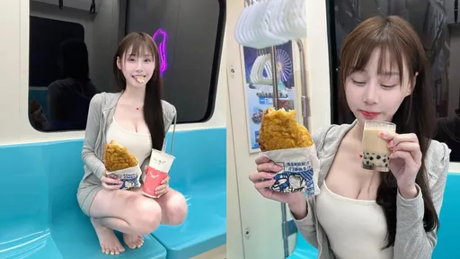 女神級大胃王「捷運」吃雞排！網驚：可以這樣？　老司機曝真相