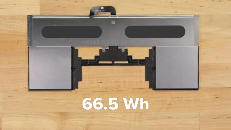 15吋MacBook Air電池容量66.5Wh更強大，相信有助加快充電速度。圖片來源：iFixit