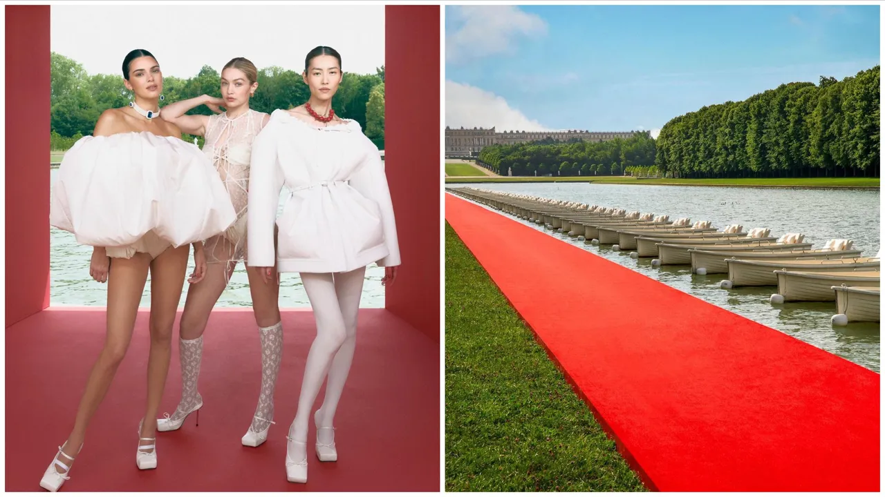 法國設計師品牌JACQUEMUS日前在凡爾賽宮舉辦Le Chouchou時裝秀,看秀嘉賓需乘坐在小船上看秀。翻攝jacquemus IG