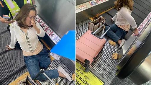 機場電動步道「吞腿撕裂」　女遊客一摔代價左腳截肢