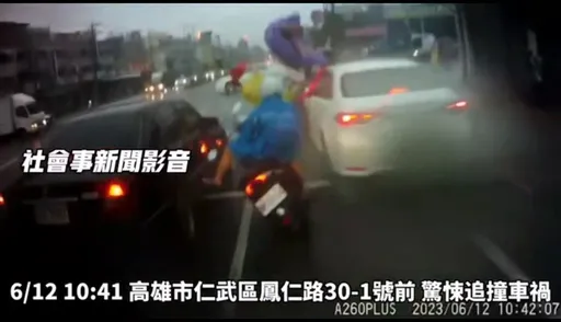 保齡球片｜6騎士停等紅燈遭汽車撞飛　驚悚畫面曝光！煞車失靈釀禍