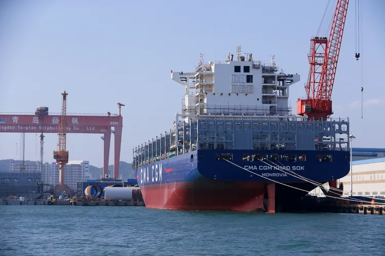 中國山東即墨一間造船廠。新華社