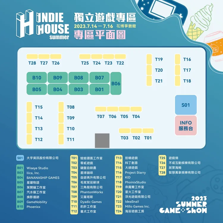 Indie House Summer 獨立遊戲專區有海內外40組團隊展出跨平台的破50款精美作品。台北市電腦公會提供