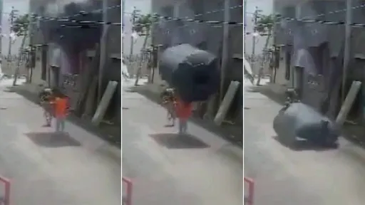 驚悚影片｜水塔乘風飛離屋頂　從天而降「砸死散步男」