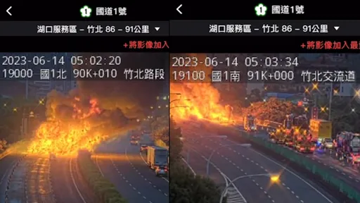 國1北上火燒車影片曝光！恢復全線通車　仍堵車7公里