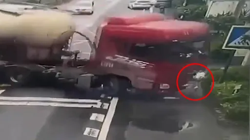 驚悚影片｜大車甩尾撞死抱嬰路人　竟是三寶騎士亂衝害的