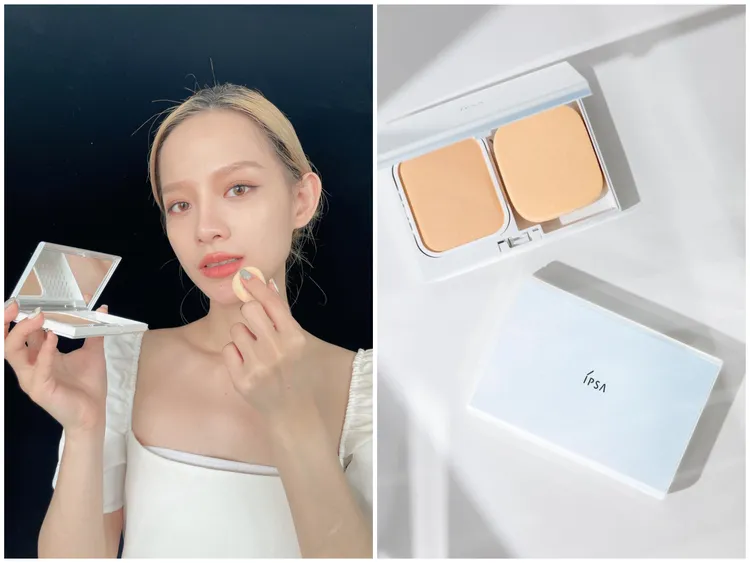 IPSA持久控油水光粉餅（SPF25+、PA++），粉蕊1400元、粉餅盒550元。左圖張家玲攝、右圖品牌提供