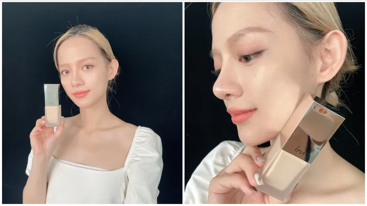 輕裸水光粉底液質地輕透。張家玲攝