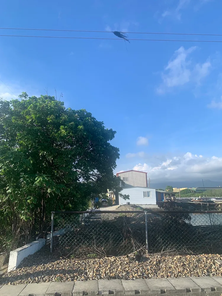 釣客疑似在鐵道旁的魚塭揮竿誤觸高壓電。讀者提供