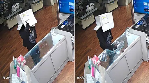 阿楞4ni？竊賊「頭戴紙箱」狂偷賣場92萬元商品　眼睛沒開孔露餡了