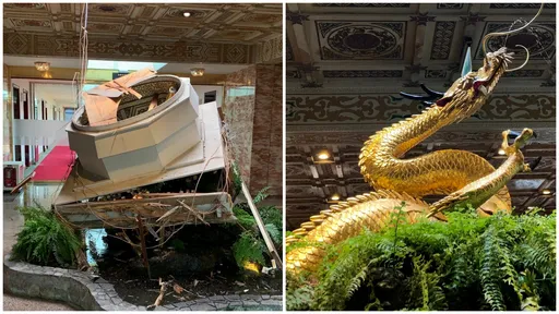 圓山飯店天花板砸下 百年金龍「斷頭」!急找師傅搶修