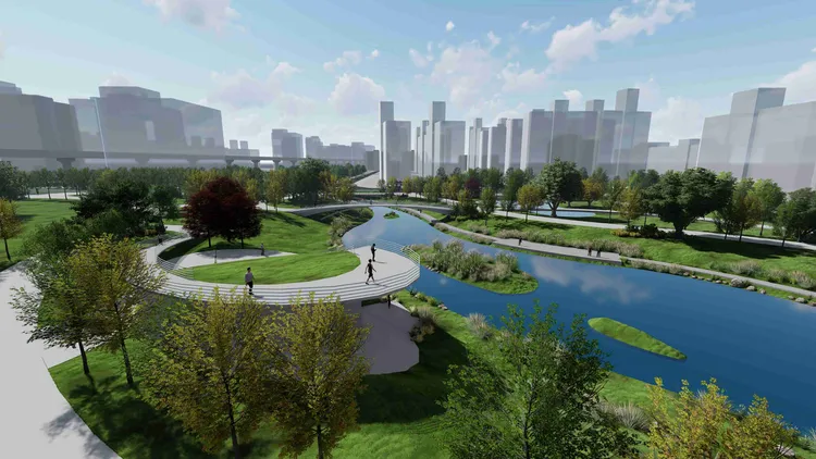 整體計畫預計114年完成，期待一同見證蛻變後的貴子坑溪。示意圖