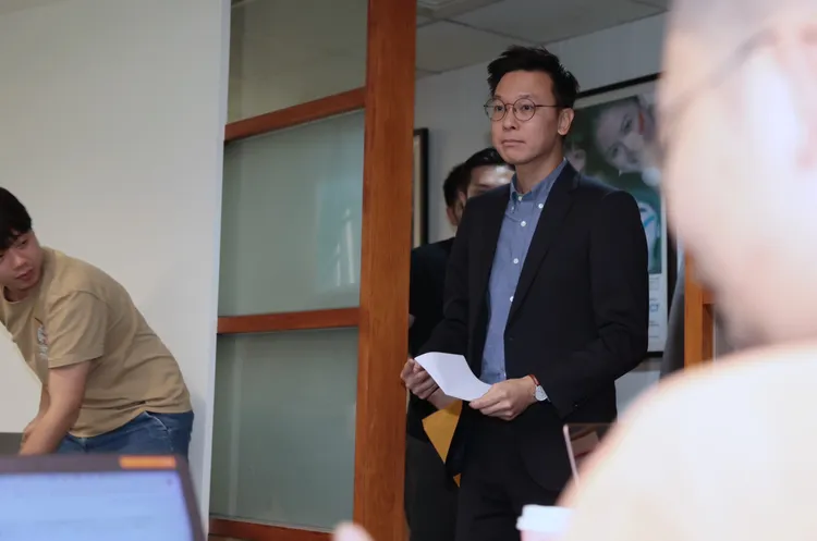 林飛帆的退選記者會僅5分鐘。彭欣偉攝