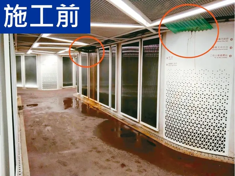 愛三路東岸地下道施工前積水問題。翻攝照片