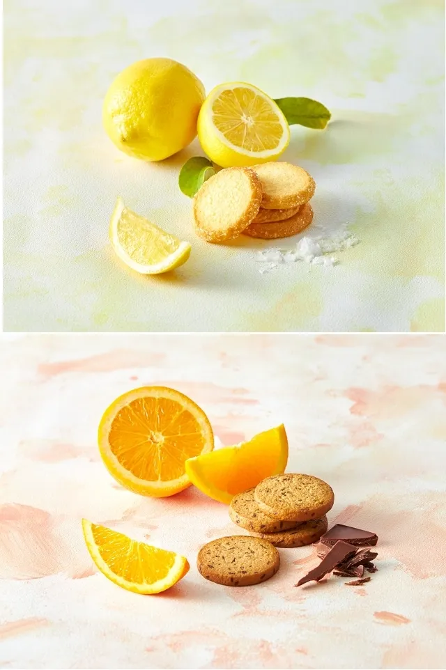 YOKU MOKU 2023 夏季限定綜合禮盒，加碼全新上市鹽味檸檬脆餅(上)、柑橘巧克力脆餅(下)。業者提供