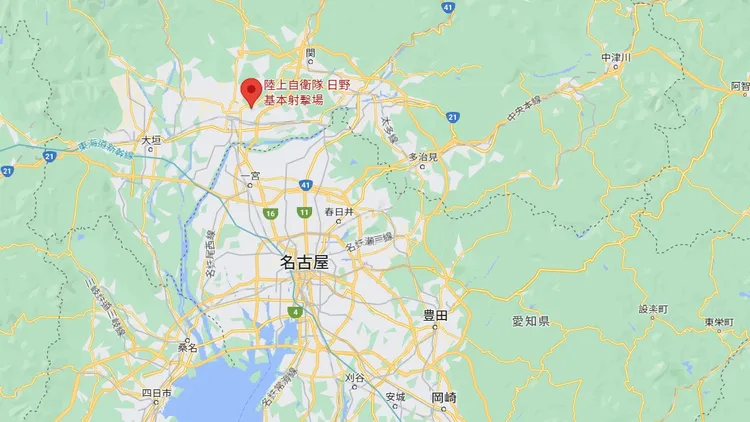 發生槍擊的日野基本射擊場，鄰近名古屋市。翻攝Google地圖