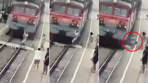 驚悚影片｜爸爸抱嬰「火車面前」恍神越軌　逃不及被撞飛回月台