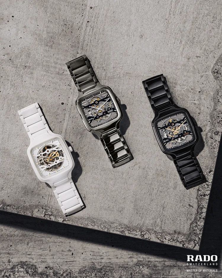 True Square真我系列方形高科技陶瓷鏤空腕錶，每只8萬3300元。品牌提供