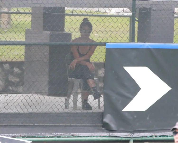 謝淑薇獨自在場邊觀戰。  四維體育推廣教育基金會 提供