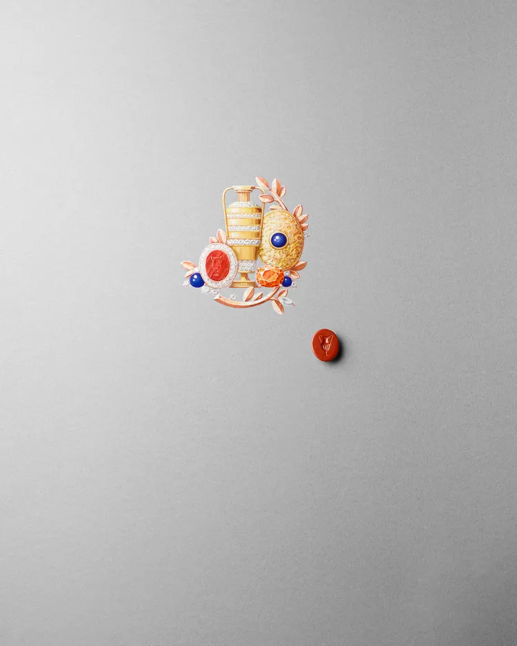 Anfora胸針上選用的凹雕碧玉，為西元2世紀的古董作品。品牌提供