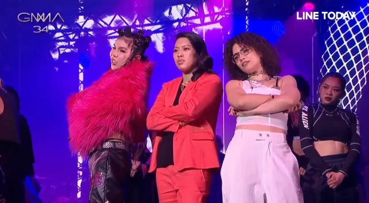 7LING（左起）、葛仲珊、Majin帥氣秀出女力饒舌。翻攝Line Today