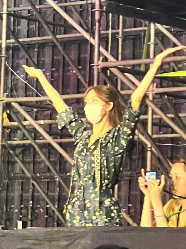 林志玲跟著音樂舉起雙手搖擺。陳薇安攝