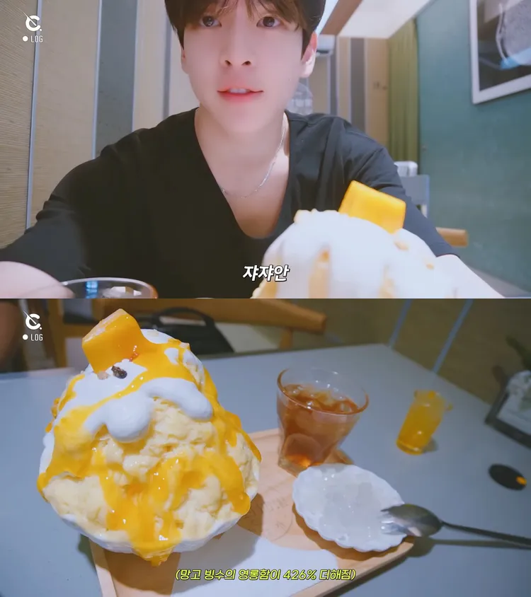 ALLEN不久前私下回台玩，大啖芒果冰，性珉直呼很想吃看看。翻攝YouTube