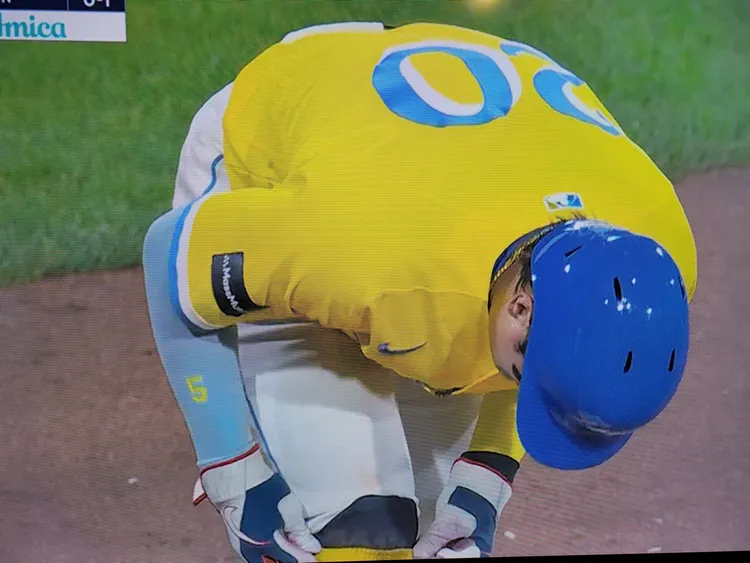 張育成戴赫南德茲的袖套上場。   翻攝Sean twitter