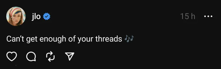 「翹臀珍」珍妮佛羅培茲召告加入Threads。翻攝Threads