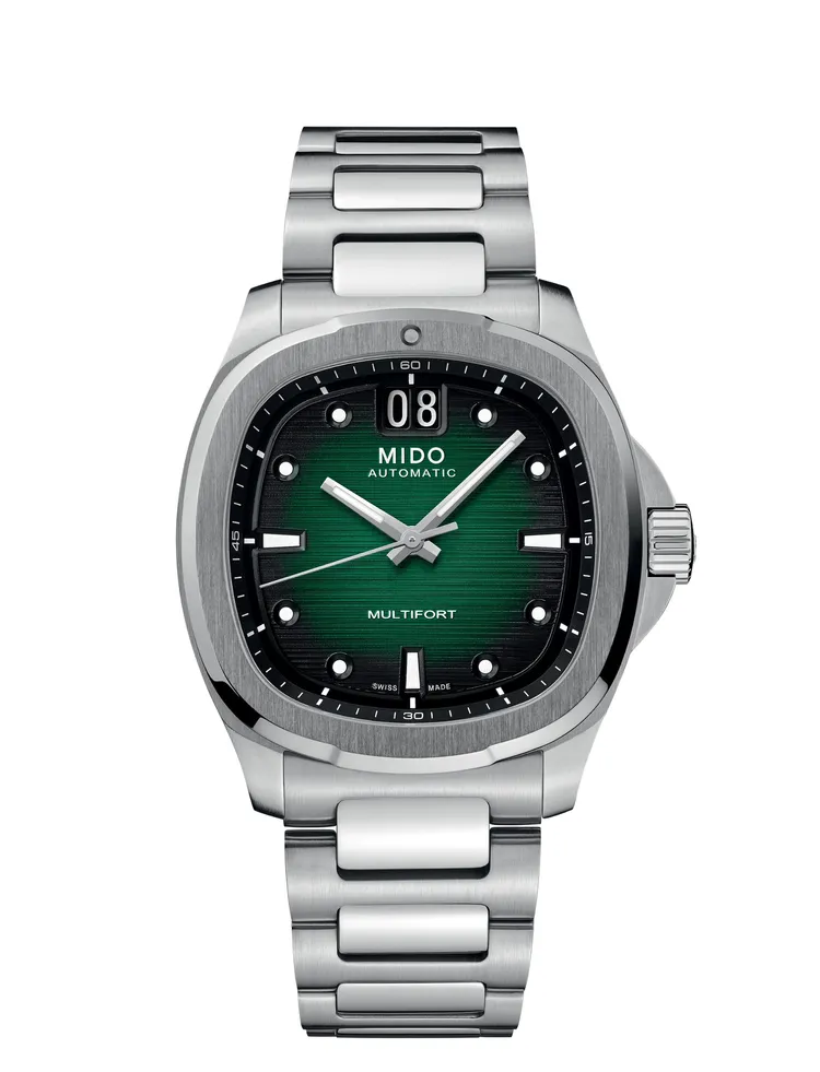 Multifort TV Big Date先鋒系列TV大日期窗腕錶，3萬5700元。品牌提供