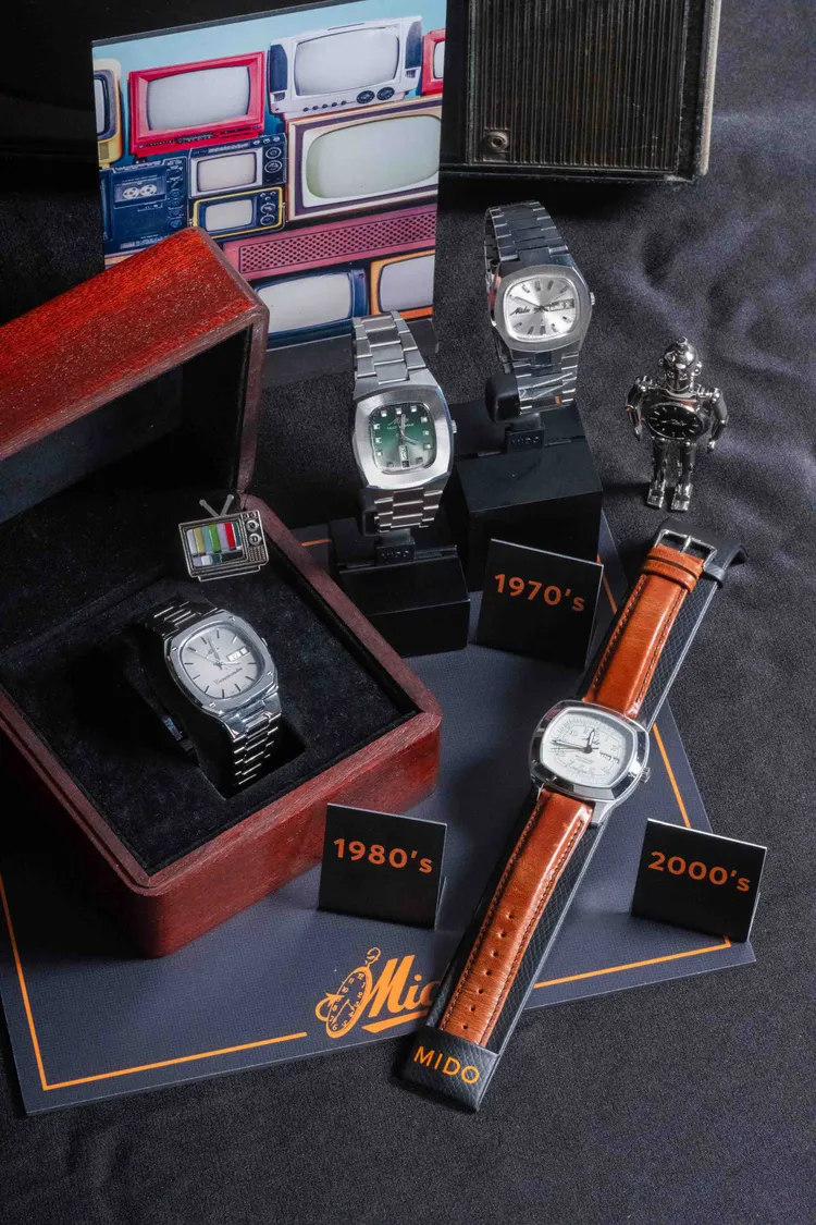 今活動現場也展出了MIDO自1970年代起以復古電視機造型打造出的多款古董錶。品牌提供