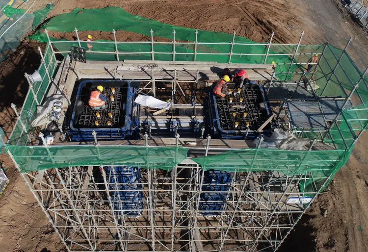 中國河北石家莊一處建築工地。新華社