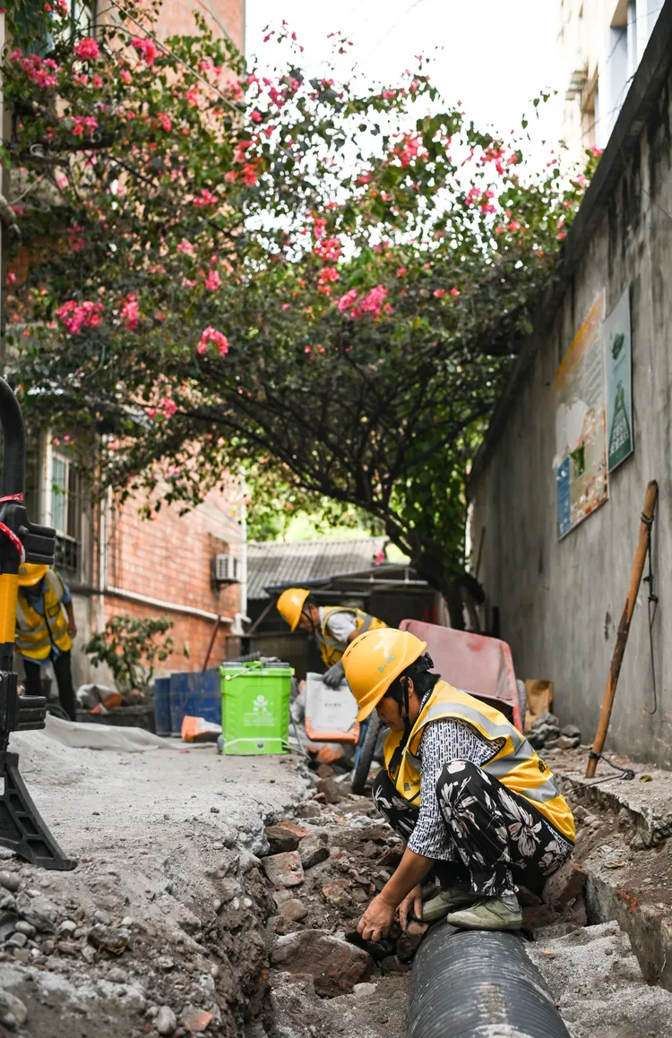 中國四川樂山一處工地。新華社