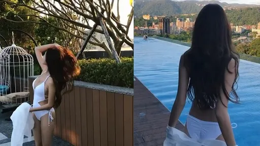 爆乳長腿妹脫了! 下水前這「魔性聲音」讓人秒醒