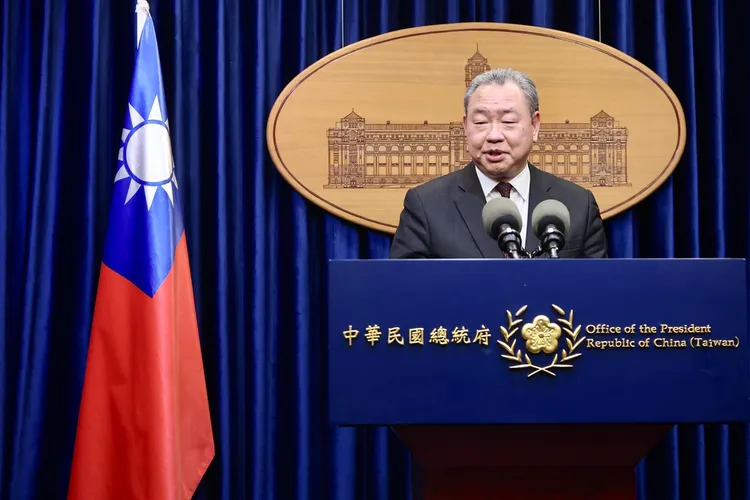 外交部次長俞大㵢今天出席記者會說明。林林攝