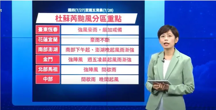 羅雅尹說明颱風最新狀況。翻攝氣象局官網