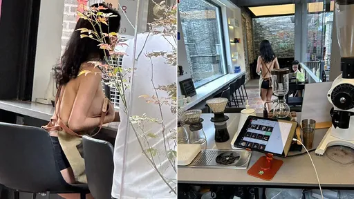 咖啡館性感圍裙正妹「側乳爆裂」迷倒群男　想不到業者因此報警了
