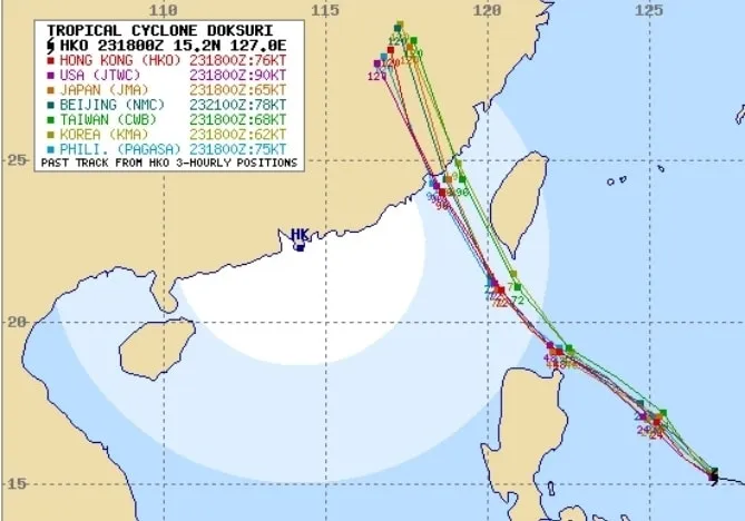 各國最新路徑曝光，杜蘇芮估不登陸了。翻攝自「觀氣象看天氣」臉書
